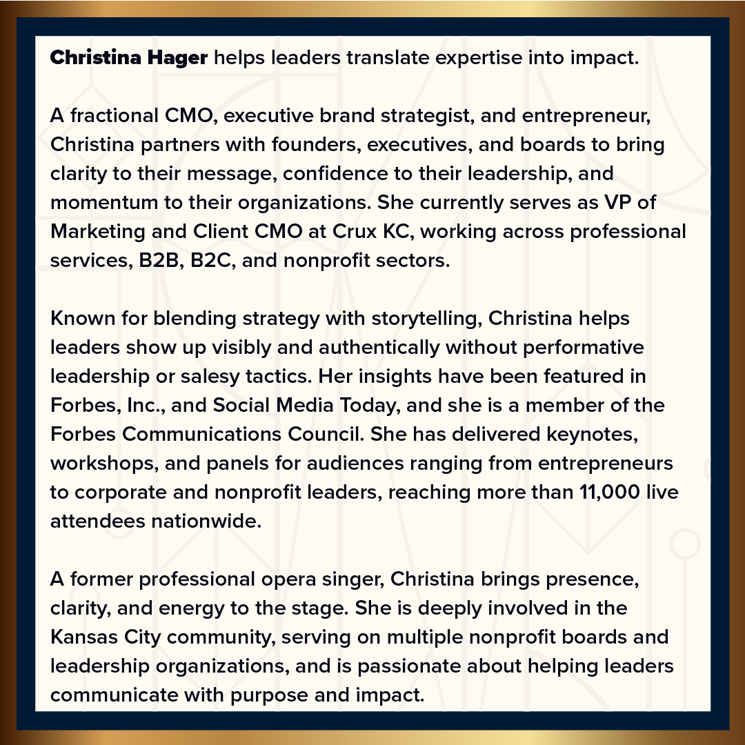 Christina Hager, Breakout Speaker at the 2026 Midwest Leadership Summit
